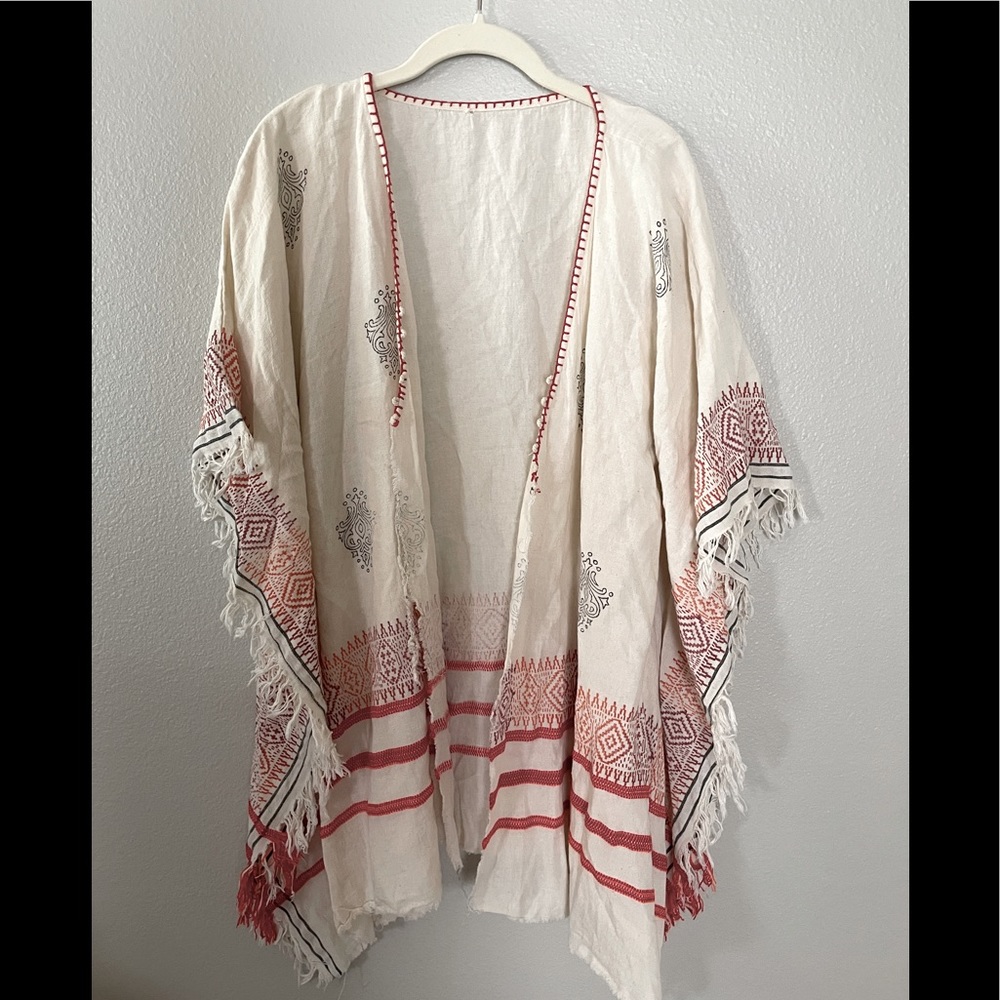 Z&L Kimono. Made in India. Fringe accents